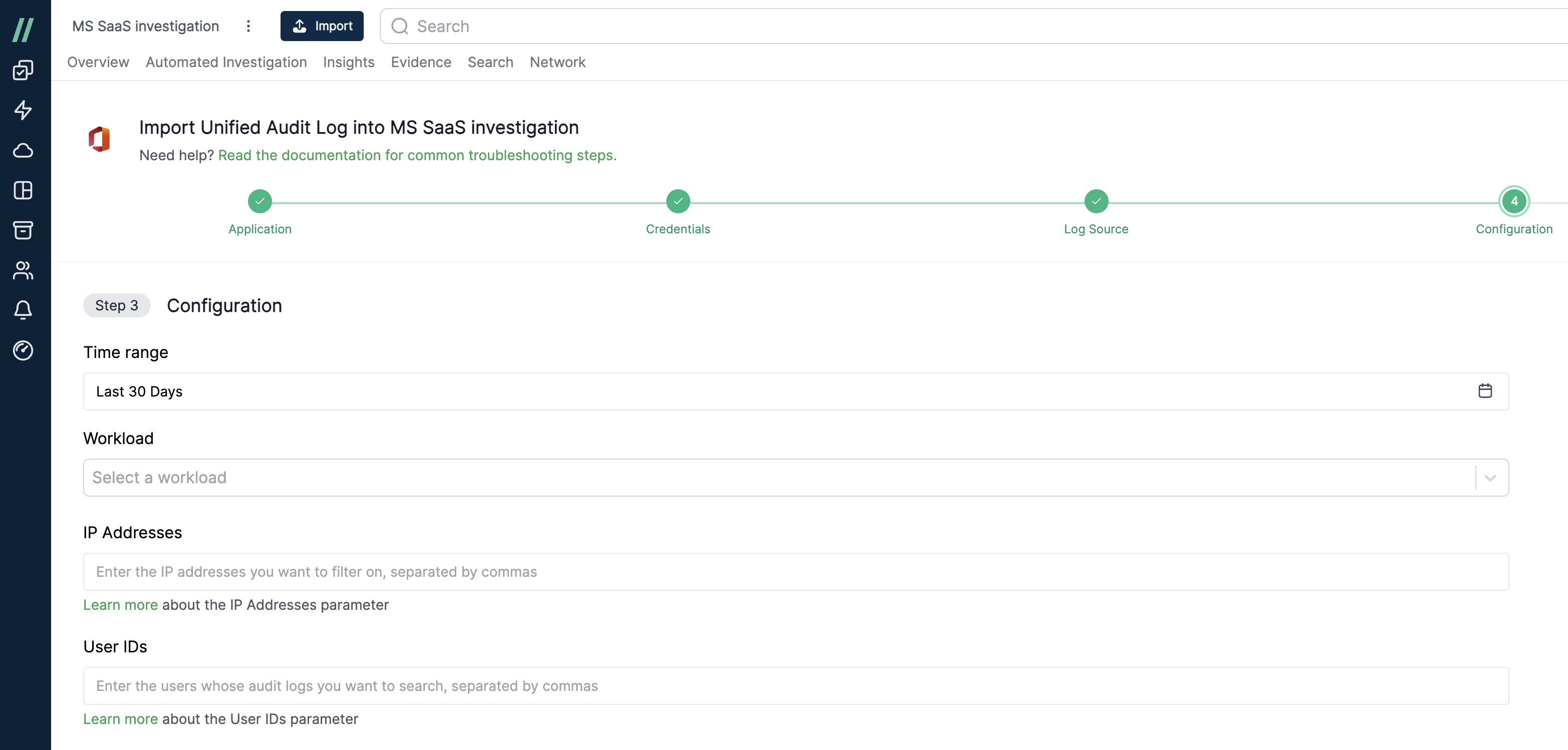 MS SaaS - Import - Config