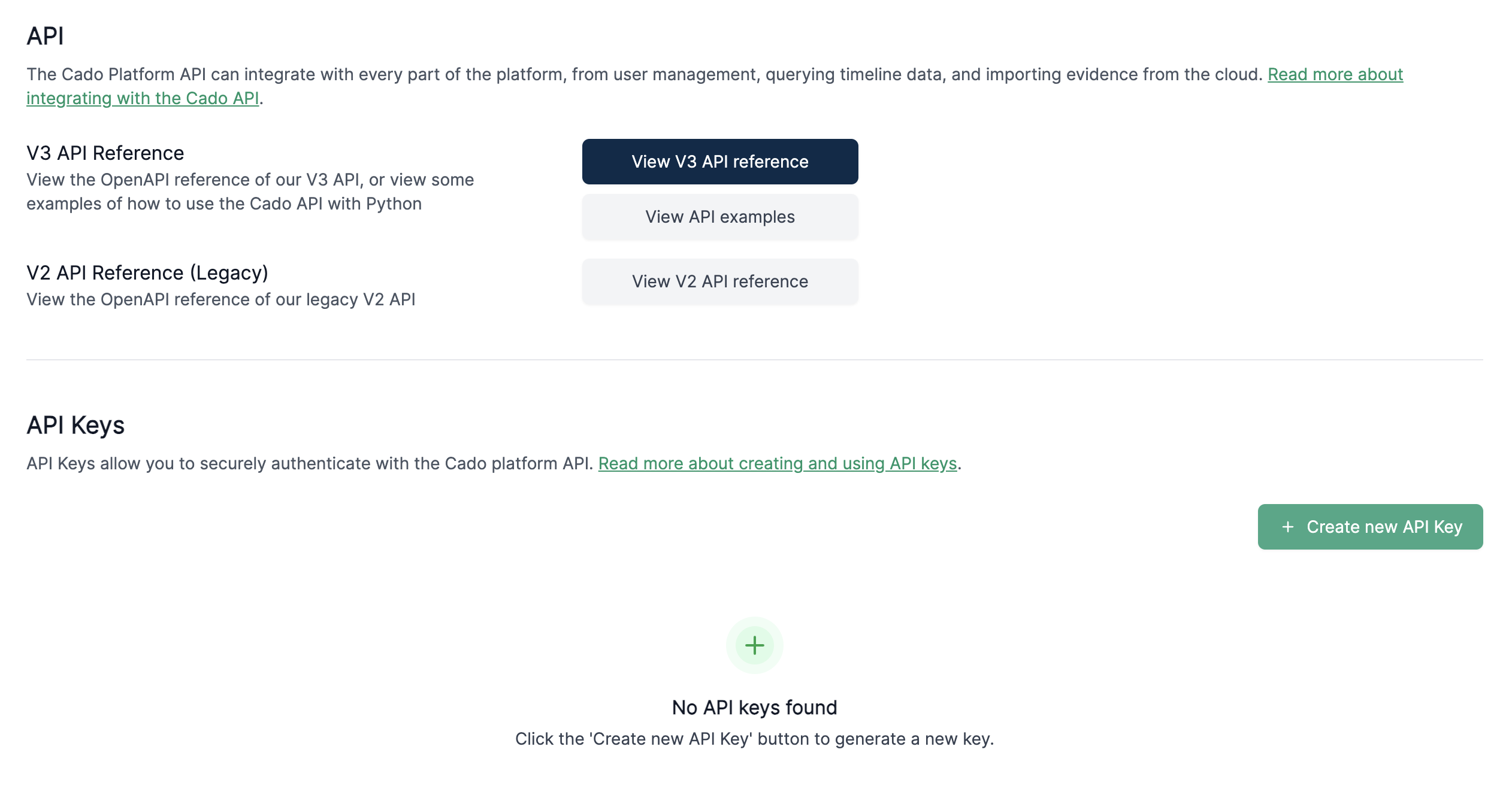 API Settings Page