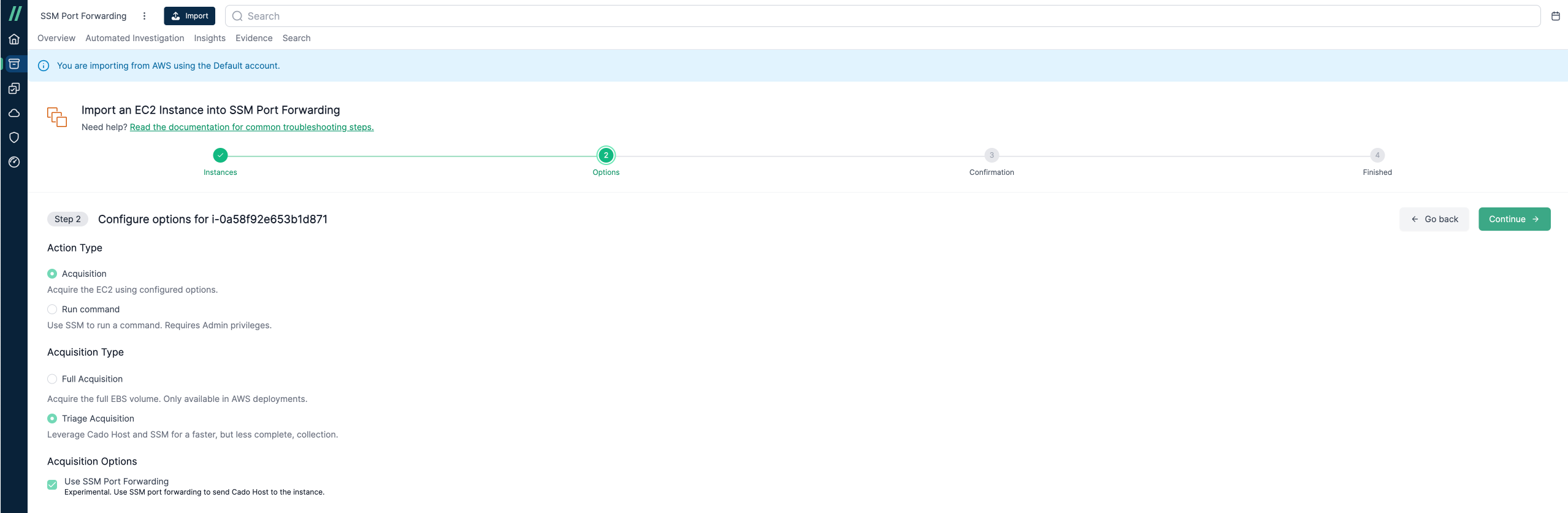 AWS EC2 Triage Acquisition Port Forwarding