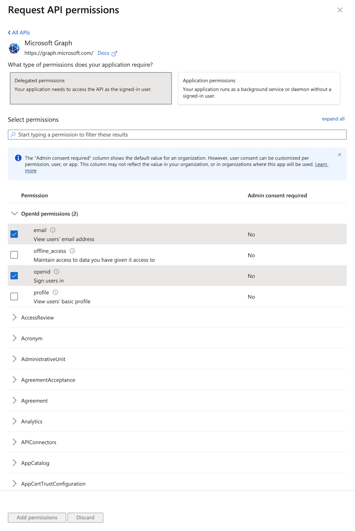Azure API Permissions