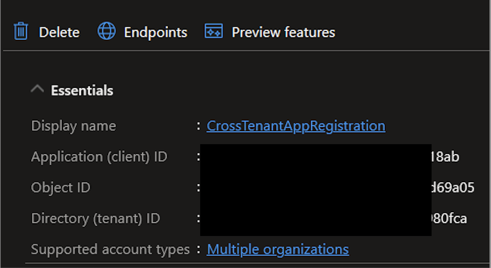 Azure App Registration Page