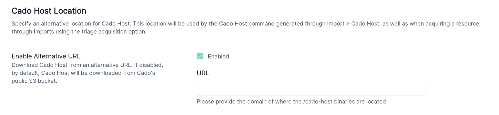 Custom Cado Host Settings