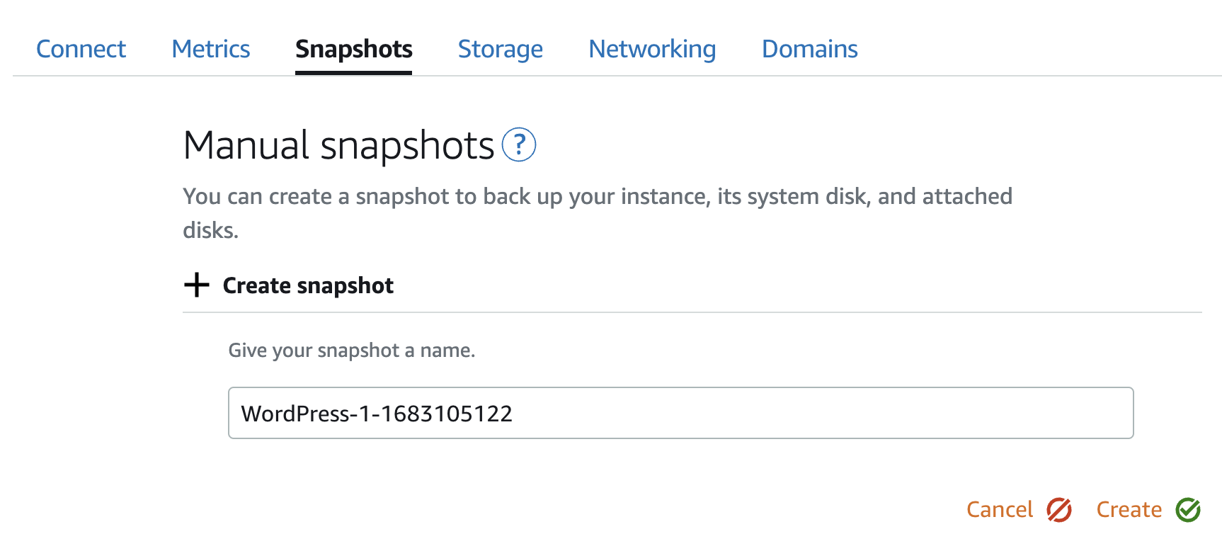 Make Lightsail Snapshot