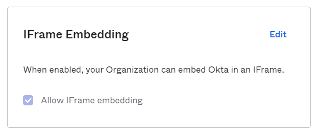 Okta IFrame Embedding