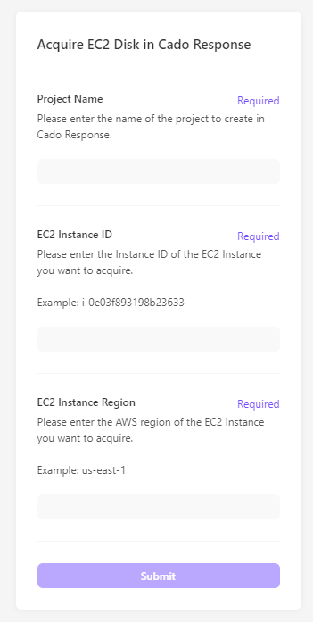 Tines Example Form for Acquiring an EC2 Instance